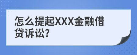 怎么提起XXX金融借贷诉讼?