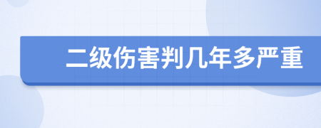 二级伤害判几年多严重