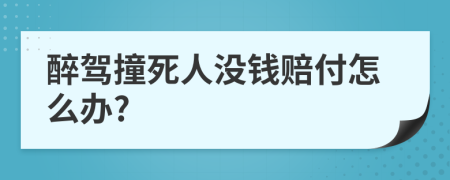 醉驾撞死人没钱赔付怎么办?