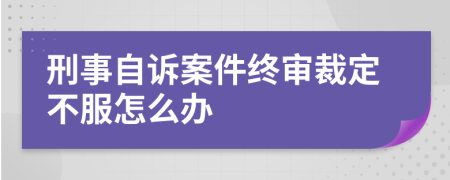 刑事自诉案件终审裁定不服怎么办