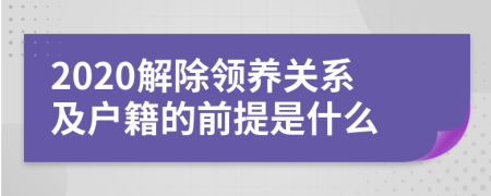 2020解除领养关系及户籍的前提是什么