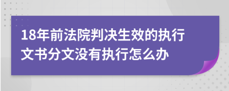 18年前法院判决生效的执行文书分文没有执行怎么办