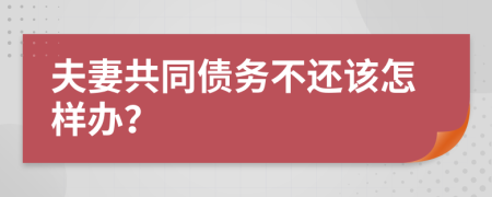 夫妻共同债务不还该怎样办？