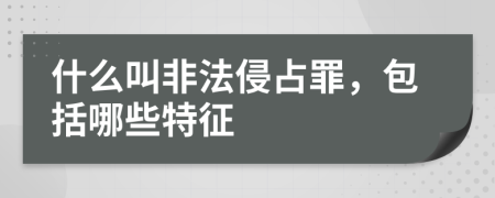 什么叫非法侵占罪，包括哪些特征