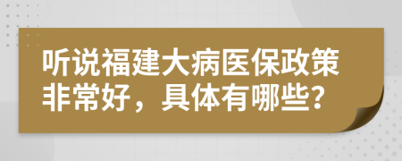 听说福建大病医保政策非常好，具体有哪些？