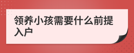 领养小孩需要什么前提入户