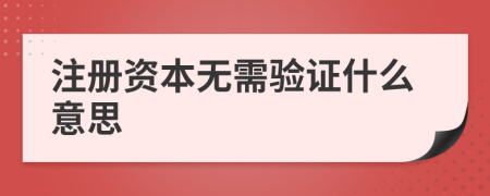 注册资本无需验证什么意思