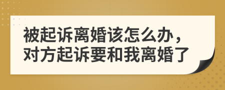 被起诉离婚该怎么办，对方起诉要和我离婚了