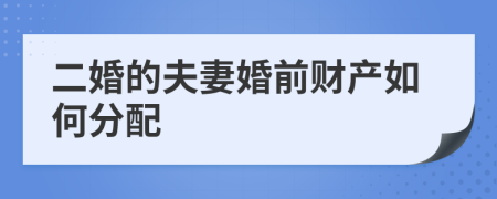 二婚的夫妻婚前财产如何分配