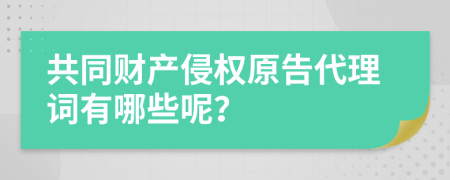 共同财产侵权原告代理词有哪些呢？