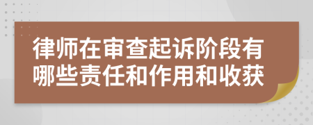 律师在审查起诉阶段有哪些责任和作用和收获
