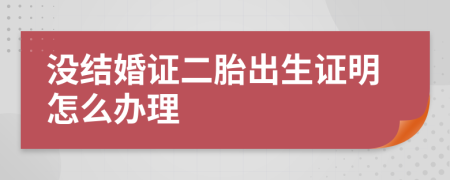 没结婚证二胎出生证明怎么办理