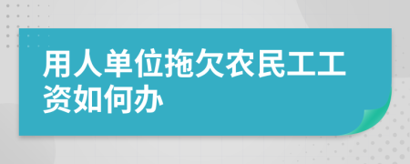 用人单位拖欠农民工工资如何办