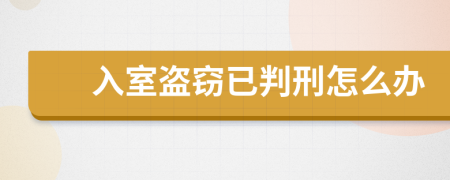 入室盗窃已判刑怎么办