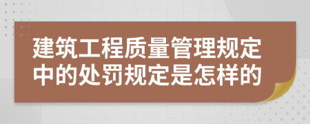 建筑工程质量管理规定中的处罚规定是怎样的