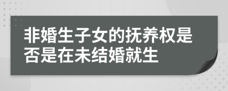 非婚生子女的抚养权是否是在未结婚就生