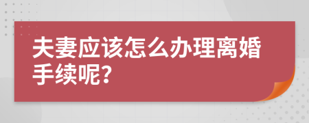 夫妻应该怎么办理离婚手续呢？