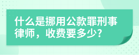 什么是挪用公款罪刑事律师，收费要多少?