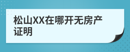 松山XX在哪开无房产证明