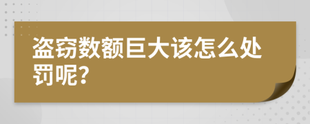 盗窃数额巨大该怎么处罚呢？