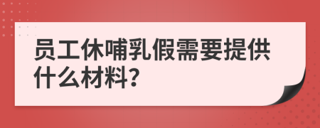 员工休哺乳假需要提供什么材料？