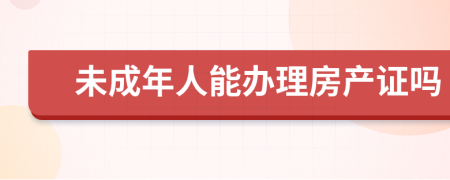 未成年人能办理房产证吗