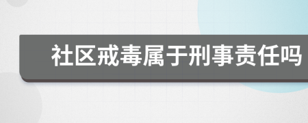 社区戒毒属于刑事责任吗