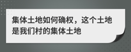 集体土地如何确权，这个土地是我们村的集体土地