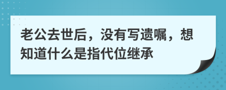 老公去世后，没有写遗嘱，想知道什么是指代位继承