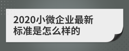 2020小微企业最新标准是怎么样的