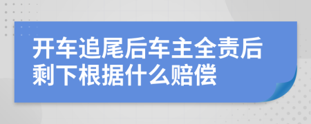 开车追尾后车主全责后剩下根据什么赔偿