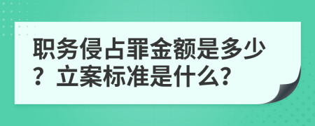 职务侵占罪金额是多少？立案标准是什么？