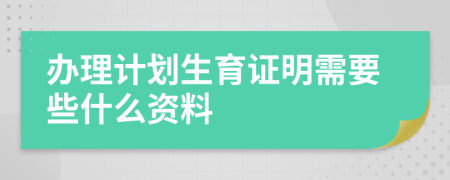 办理计划生育证明需要些什么资料