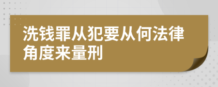 洗钱罪从犯要从何法律角度来量刑