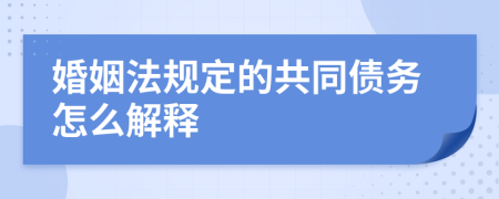 婚姻法规定的共同债务怎么解释