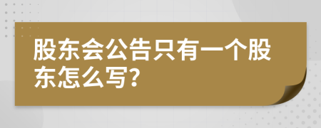 股东会公告只有一个股东怎么写？