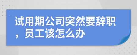 试用期公司突然要辞职，员工该怎么办