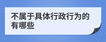 不属于具体行政行为的有哪些