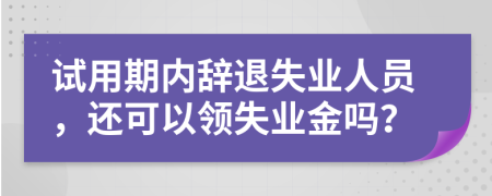 试用期内辞退失业人员，还可以领失业金吗？
