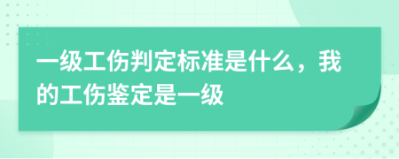 一级工伤判定标准是什么，我的工伤鉴定是一级