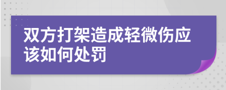 双方打架造成轻微伤应该如何处罚