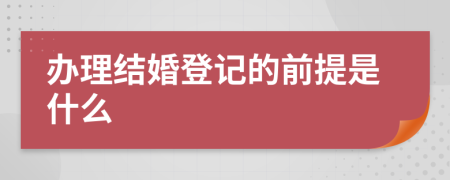 办理结婚登记的前提是什么