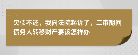 欠债不还，我向法院起诉了，二审期间债务人转移财产要该怎样办