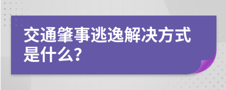 交通肇事逃逸解决方式是什么？