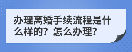 办理离婚手续流程是什么样的？怎么办理？