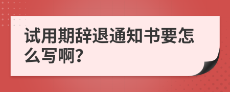 试用期辞退通知书要怎么写啊？