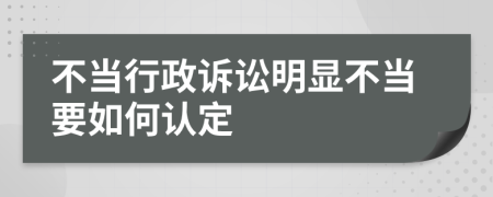 不当行政诉讼明显不当要如何认定