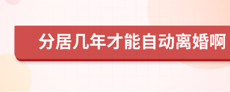 分居几年才能自动离婚啊