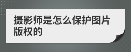 摄影师是怎么保护图片版权的