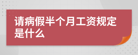 请病假半个月工资规定是什么